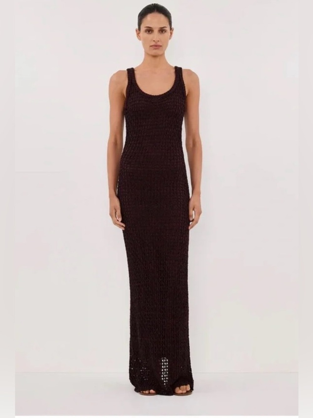 DISSH Tess Chocolate Crochet Midi Dress - Small